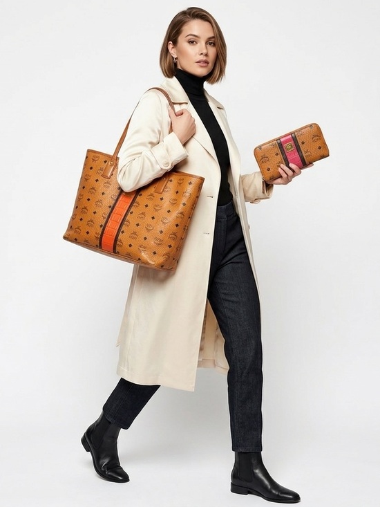 MCM Handbags - MCM Heritage Visetos Stripe Bundle: Shopper Tote & Continental Wallet